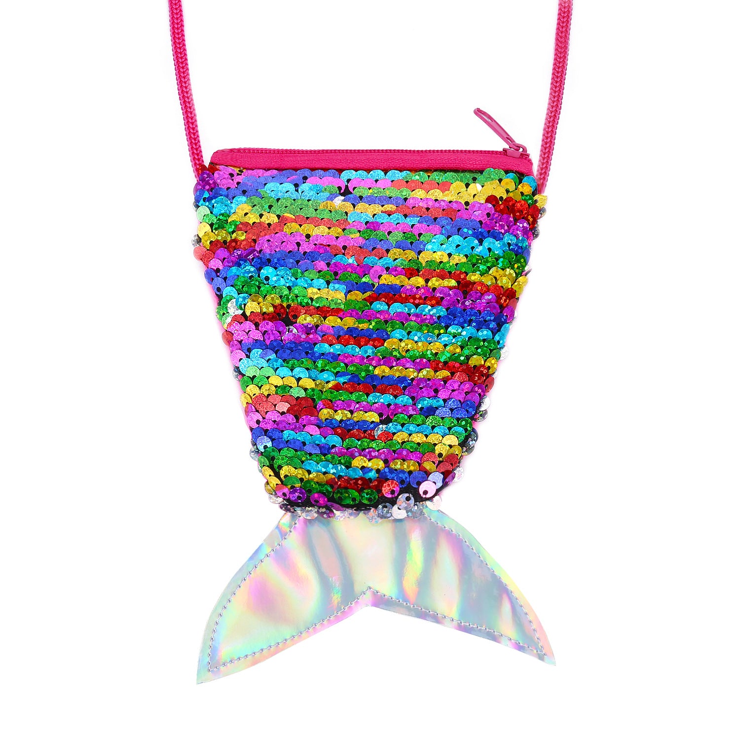 Wholesale Children' s wallet fish tail sequins lanyard coin purse girl mermaid diagonal